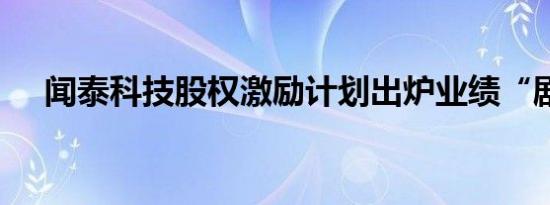 闻泰科技股权激励计划出炉业绩“剧透”