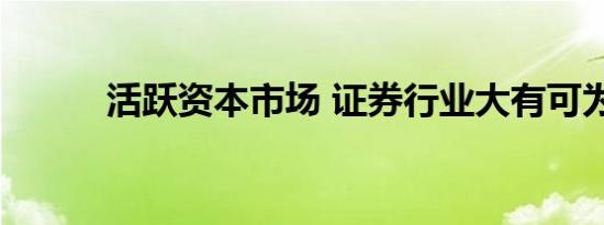 活跃资本市场 证券行业大有可为