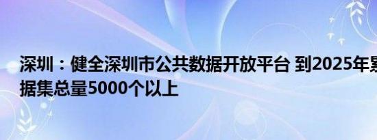 深圳：健全深圳市公共数据开放平台 到2025年累计开放数据集总量5000个以上