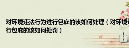 对环境违法行为进行包庇的该如何处理（对环境违法行为进行包庇的该如何处罚）