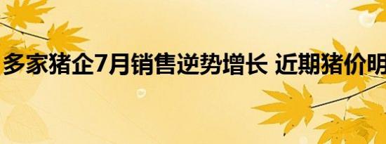 多家猪企7月销售逆势增长 近期猪价明显上涨