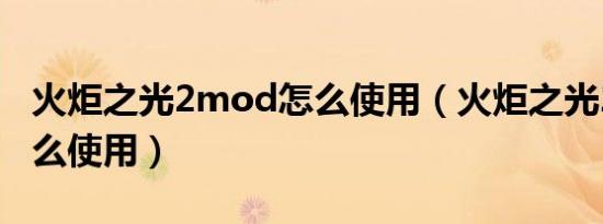 火炬之光2mod怎么使用（火炬之光2mod怎么使用）