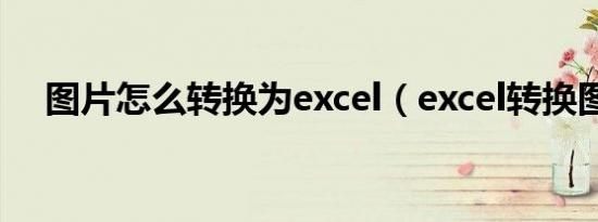 图片怎么转换为excel（excel转换图片）