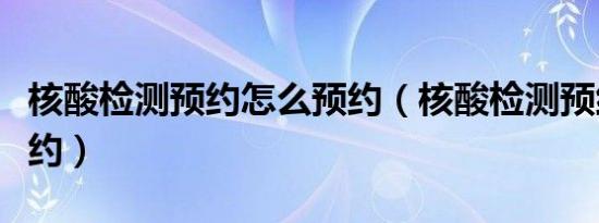 核酸检测预约怎么预约（核酸检测预约怎么预约）