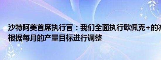 沙特阿美首席执行官：我们全面执行欧佩克+的减产承诺并根据每月的产量目标进行调整