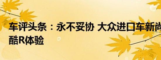 车评头条：永不妥协 大众进口车新尚酷/新尚酷R体验