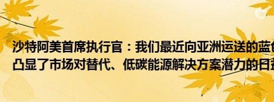 沙特阿美首席执行官：我们最近向亚洲运送的蓝色氨水批次凸显了市场对替代、低碳能源解决方案潜力的日益关注