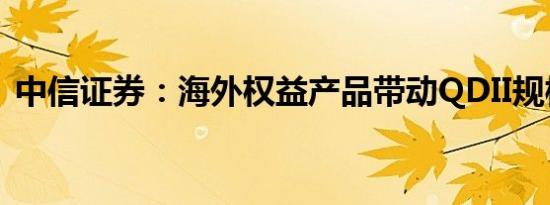 中信证券：海外权益产品带动QDII规模新高