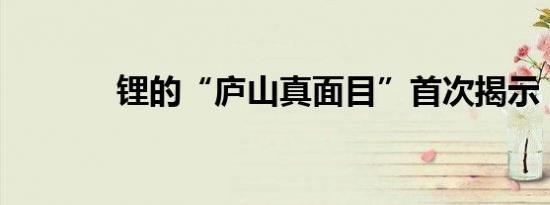 锂的“庐山真面目”首次揭示