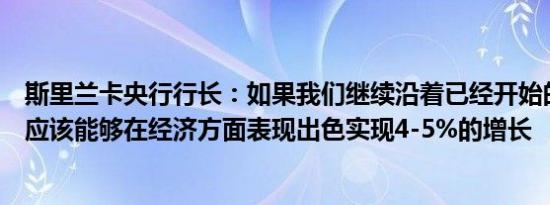 斯里兰卡央行行长：如果我们继续沿着已经开始的道路前进应该能够在经济方面表现出色实现4-5%的增长