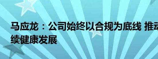 马应龙：公司始终以合规为底线 推动经营持续健康发展