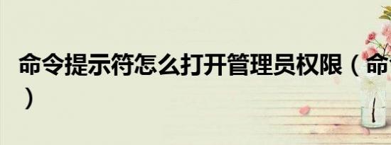 命令提示符怎么打开管理员权限（命令提示符）