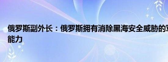 俄罗斯副外长：俄罗斯拥有消除黑海安全威胁的军事和技术能力