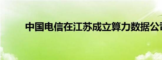 中国电信在江苏成立算力数据公司