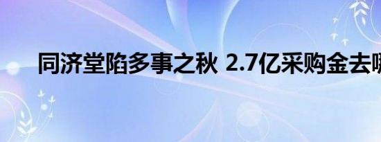 同济堂陷多事之秋 2.7亿采购金去哪儿