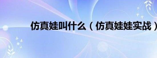 仿真娃叫什么（仿真娃娃实战）