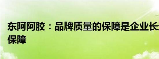 东阿阿胶：品牌质量的保障是企业长远发展的保障