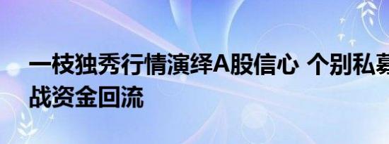 一枝独秀行情演绎A股信心 个别私募重仓备战资金回流