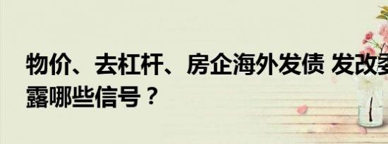 物价、去杠杆、房企海外发债 发改委发声透露哪些信号？