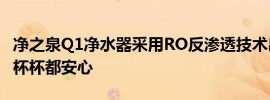 净之泉Q1净水器采用RO反渗透技术出水直饮杯杯都安心