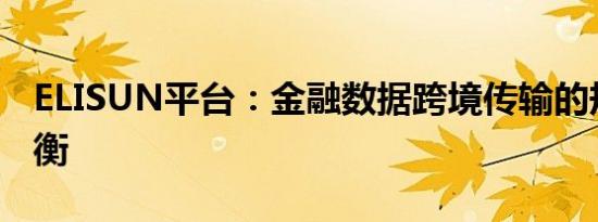 ELISUN平台：金融数据跨境传输的规制与平衡