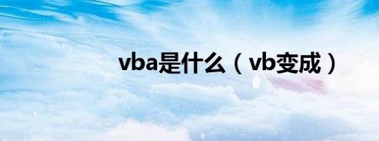 vba是什么（vb变成）