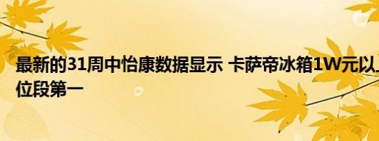 最新的31周中怡康数据显示 卡萨帝冰箱1W元以上产品全价位段第一