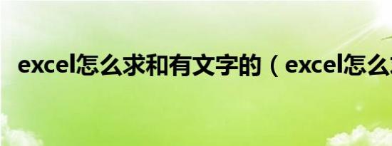 excel怎么求和有文字的（excel怎么求和）