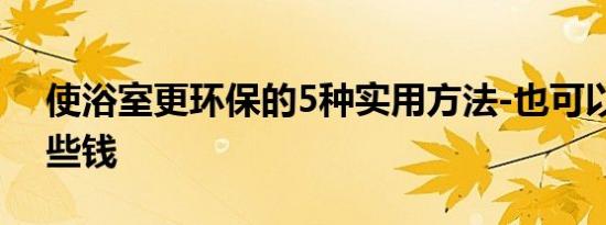 使浴室更环保的5种实用方法-也可以节省一些钱