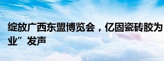 绽放广西东盟博览会，亿固瓷砖胶为“辅料行业”发声