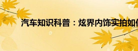 汽车知识科普：炫界内饰实拍如何