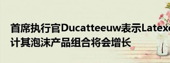 首席执行官Ducatteeuw表示Latexco US预计其泡沫产品组合将会增长