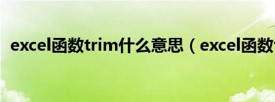 excel函数trim什么意思（excel函数trim）