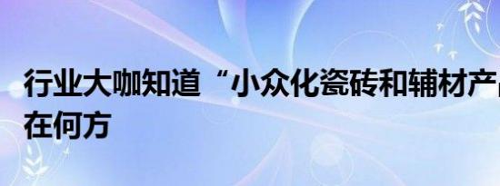 行业大咖知道“小众化瓷砖和辅材产品”出路在何方