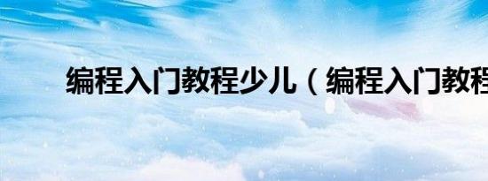 编程入门教程少儿（编程入门教程）