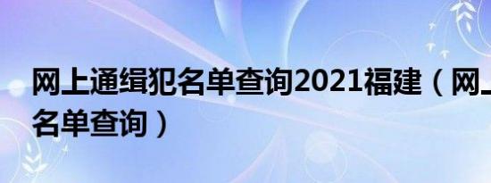 网上通缉犯名单查询2021福建（网上通缉犯名单查询）