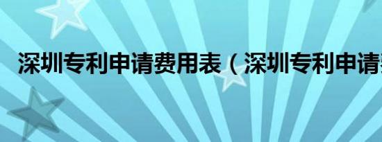 深圳专利申请费用表（深圳专利申请费用）