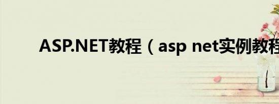 ASP.NET教程（asp net实例教程）