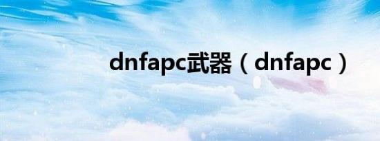 dnfapc武器（dnfapc）