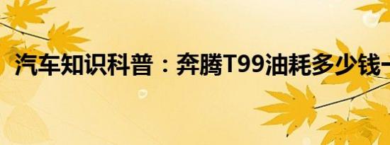 汽车知识科普：奔腾T99油耗多少钱一公里