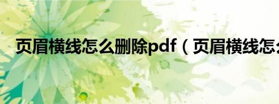 页眉横线怎么删除pdf（页眉横线怎么删）