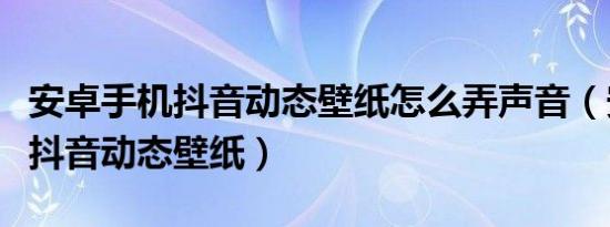 安卓手机抖音动态壁纸怎么弄声音（安卓手机抖音动态壁纸）