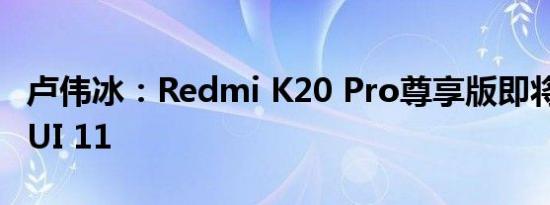 卢伟冰：Redmi K20 Pro尊享版即将搭载MIUI 11