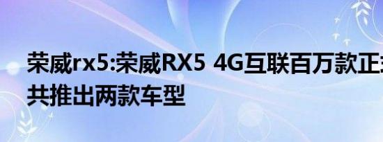 荣威rx5:荣威RX5 4G互联百万款正式上市，共推出两款车型