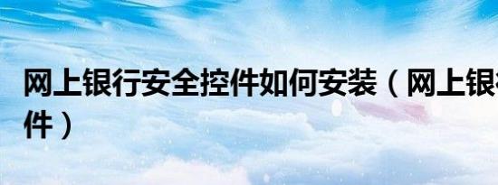 网上银行安全控件如何安装（网上银行安全控件）