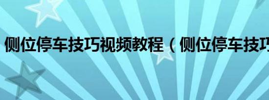 侧位停车技巧视频教程（侧位停车技巧视频）