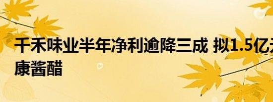 千禾味业半年净利逾降三成 拟1.5亿元收购恒康酱醋