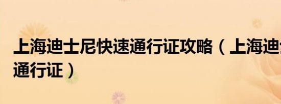 上海迪士尼快速通行证攻略（上海迪士尼快速通行证）