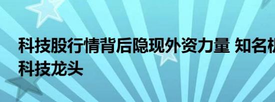 科技股行情背后隐现外资力量 知名机构扎堆科技龙头