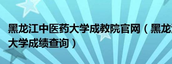 黑龙江中医药大学成教院官网（黑龙江中医药大学成绩查询）